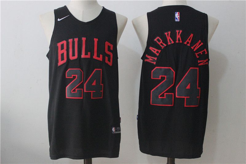 Men Chicago Bulls #24 Markkanen Black NBA Jerseys->->NBA Jersey